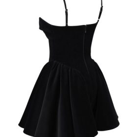 Selina Black Velvet Tulle Mini Dress - Image 3