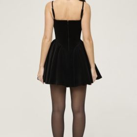 Selina Black Velvet Tulle Mini Dress - Image 10