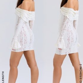 Sadie Vintage Cream Floral Lace Off Shoulder Mini Dress - Image 12