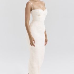 Elinor Cream Tea Frill Lace Midi Dress - Image 8