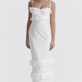 Eve White Broderie Maxi Dress - Image 5