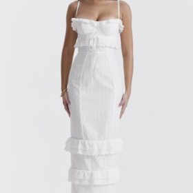 Eve White Broderie Maxi Dress - Image 7