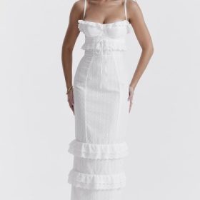 Eve White Broderie Maxi Dress - Image 8