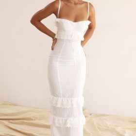 Eve White Broderie Maxi Dress - Image 14