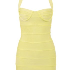 Maliha Buttercup Bandage Halter Mini Dress - Image 2