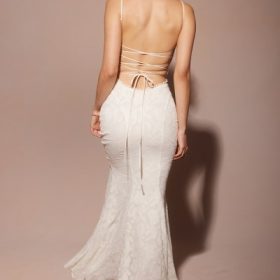 Joan Ivory Lace Up Back Maxi Dress