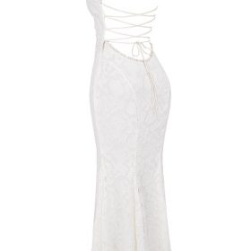 Joan Ivory Lace Up Back Maxi Dress - Image 3