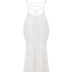 Joan Ivory Lace Up Back Maxi Dress - Image 4