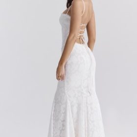Joan Ivory Lace Up Back Maxi Dress - Image 5