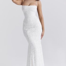 Joan Ivory Lace Up Back Maxi Dress - Image 7