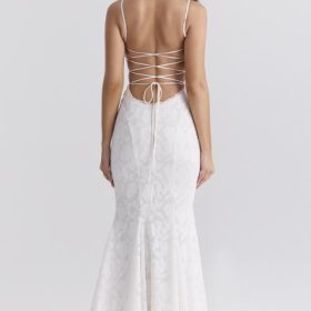 Joan Ivory Lace Up Back Maxi Dress - Image 14