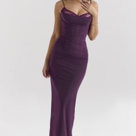 Nalini Grape Mesh Corset Maxi Dress - Image 5