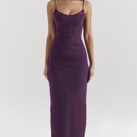 Nalini Grape Mesh Corset Maxi Dress - Image 7
