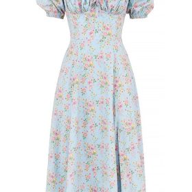 Tallulah Blue Vintage Floral Puff Sleeve Midi Dress - Image 2