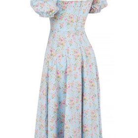 Tallulah Blue Vintage Floral Puff Sleeve Midi Dress - Image 3