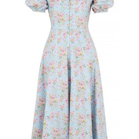Tallulah Blue Vintage Floral Puff Sleeve Midi Dress - Image 4