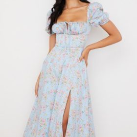 Tallulah Blue Vintage Floral Puff Sleeve Midi Dress - Image 5
