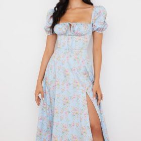 Tallulah Blue Vintage Floral Puff Sleeve Midi Dress - Image 7