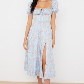 Tallulah Blue Vintage Floral Puff Sleeve Midi Dress - Image 8