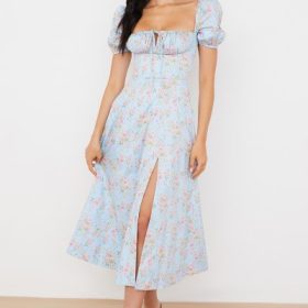 Tallulah Blue Vintage Floral Puff Sleeve Midi Dress - Image 9