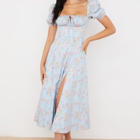 Tallulah Blue Vintage Floral Puff Sleeve Midi Dress - Image 10