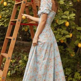 Tallulah Blue Vintage Floral Puff Sleeve Midi Dress - Image 18