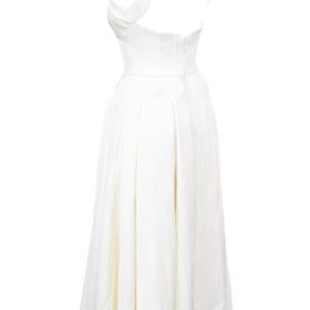 Isabeau Ivory Textured Satin Corset Midi Dress - Image 3