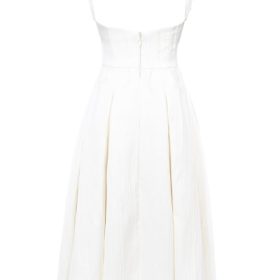 Isabeau Ivory Textured Satin Corset Midi Dress - Image 4