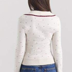 Marla Ivory Cashmere Blend Trimmed Cardigan - Image 9