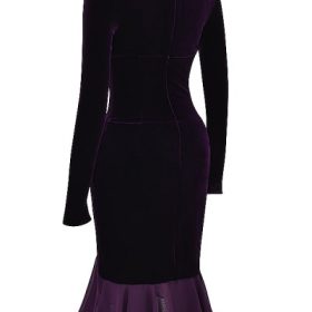 Dahna Dark Purple Velvet Corset Dress - Image 3