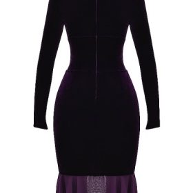 Dahna Dark Purple Velvet Corset Dress - Image 4