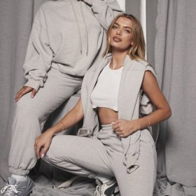 Sky Light Grey Fleece Back Jogging Trousers