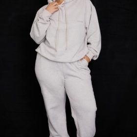 Sky Light Grey Fleece Back Jogging Trousers - Image 10