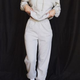 Sky Light Grey Fleece Back Jogging Trousers - Image 12