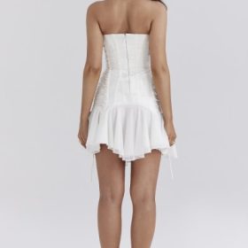 Sirena White Strapless Lace Up Mini Dress - Image 10