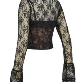 Lisette Black Lace Corset Top with Bolero - Image 3