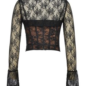 Lisette Black Lace Corset Top with Bolero - Image 4