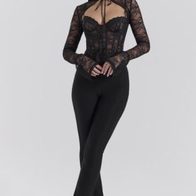 Lisette Black Lace Corset Top with Bolero - Image 6