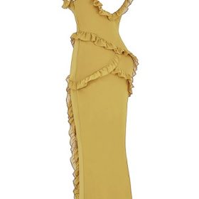 Pixie Olive Ruffle Maxi Dress - Image 3