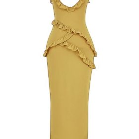 Pixie Olive Ruffle Maxi Dress - Image 4