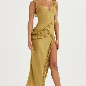 Pixie Olive Ruffle Maxi Dress - Image 7