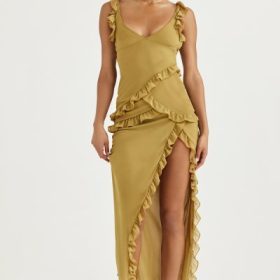 Pixie Olive Ruffle Maxi Dress - Image 8
