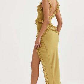Pixie Olive Ruffle Maxi Dress - Image 11