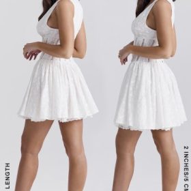 Sarita White Cotton Broderie Anglais Plunge Mini Dress