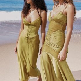 Salma Chartreuse Satin Slip Dress