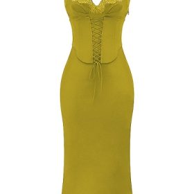 Salma Chartreuse Satin Slip Dress - Image 2