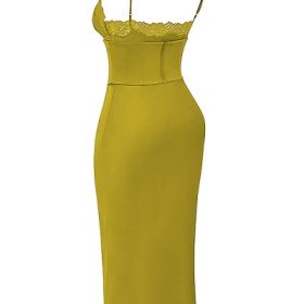 Salma Chartreuse Satin Slip Dress - Image 3
