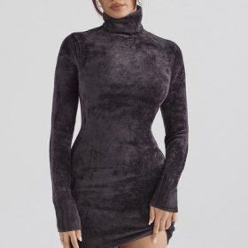 Taya Charcoal Chenille Mini Dress - Image 6