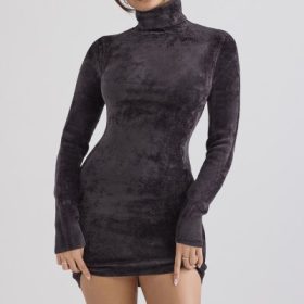Taya Charcoal Chenille Mini Dress - Image 9