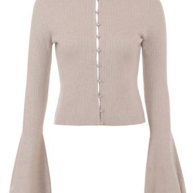 Aster Biscuit Wool Cashmere Long Sleeve Cardigan - Image 2